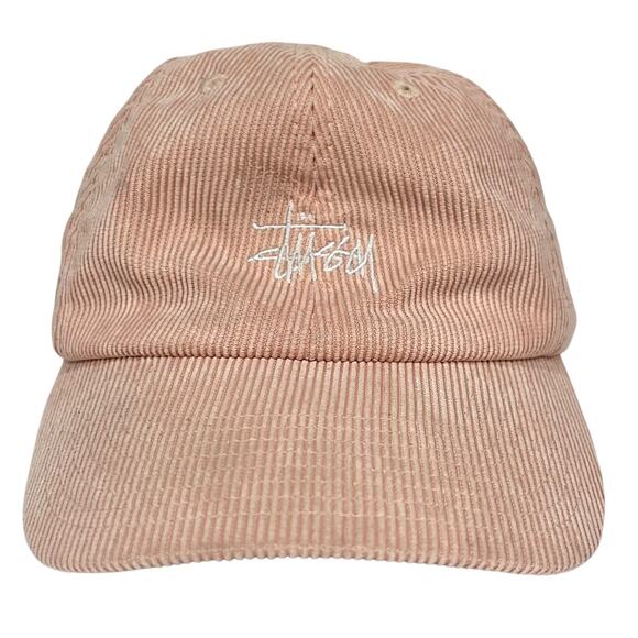 Stussy Pink Corduroy Hat Cap Embroidered Cotton Strapback - Picture 1 of 10